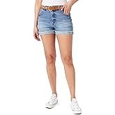 WallFlower Women's Juniors InstaVintage Belted Fearless Curvy High-Rise Stretch Short Shorts