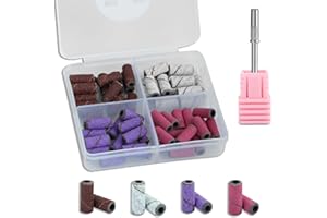 C12rtive 60 Pcs 3mm Professional Small Sanding Bands & Small Mandrel Bit Set for Nail Drill,Upgrade Design 3mm Nail File for Acrylic Nails Gel Manicures and Pedicure with Small Mandrel Bit