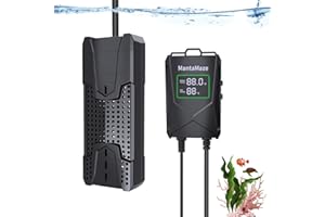MantaMaze Aquarium Heater 300W/500W/800W/1000W for 20-300 Gal, Fish Tank Heater with Intelligent Leaving Water Automatica Stop Heating and Overheating Protection, for Freshwater & Saltwater