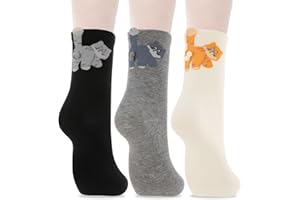 Guiqulai 3 Pairs Cat Socks with Balls Funny Cat Socks Cute Cotton Sock Funny Socks for Women Girls Cats Lovers Gifts Christma