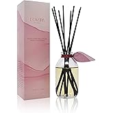 LOVSPA Reed Diffuser Set, Mahogany Teakwood Scented Oil Diffuser with Sticks, Home Fragrance Accessories for Bathroom Shelf Decor, Aroma Diffusers for Home or Office Fall Decor, USA Made