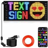 KJOY Full Color Dual Row LED Light Sign for Car, 10.6''x4.7'' Scrolling LED Car Signs Flexible 5V/2A Bluetooth APP Custom Text Pattern Animation Programmable Display for Store Car Bar Hotel