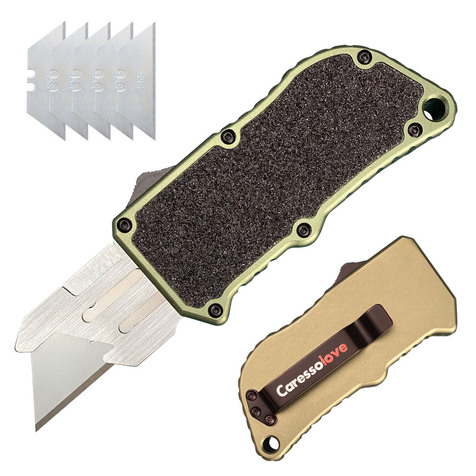 Photo 1 of ??????????? ???????? ???????? utility knife, EDC Auto Box Cutters Retractable Heavy Duty Cardboard Cutter, Replaceable Blade Pocket Knife With Clip, With 5pcs Spare Blades