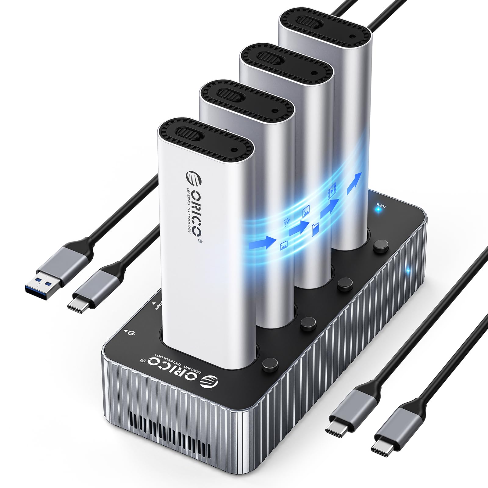 Photo 1 of ORICO 4 Bay SSD NVMe to USB C Hard Drive Docking Station 40Gbps M.2 PCIE Adapter with Offline Clone Up to 16TB for Both M.2 (M Key, B+M Key) NVMe 2230 2280 2260 2242-IT48N