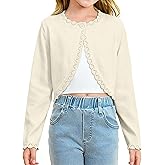 NikNio Girls Cardigan Long Sleeve Sweet Knit Bolero Shrug for Kids Button Closure Cardigan Sweaters 4-13 Years