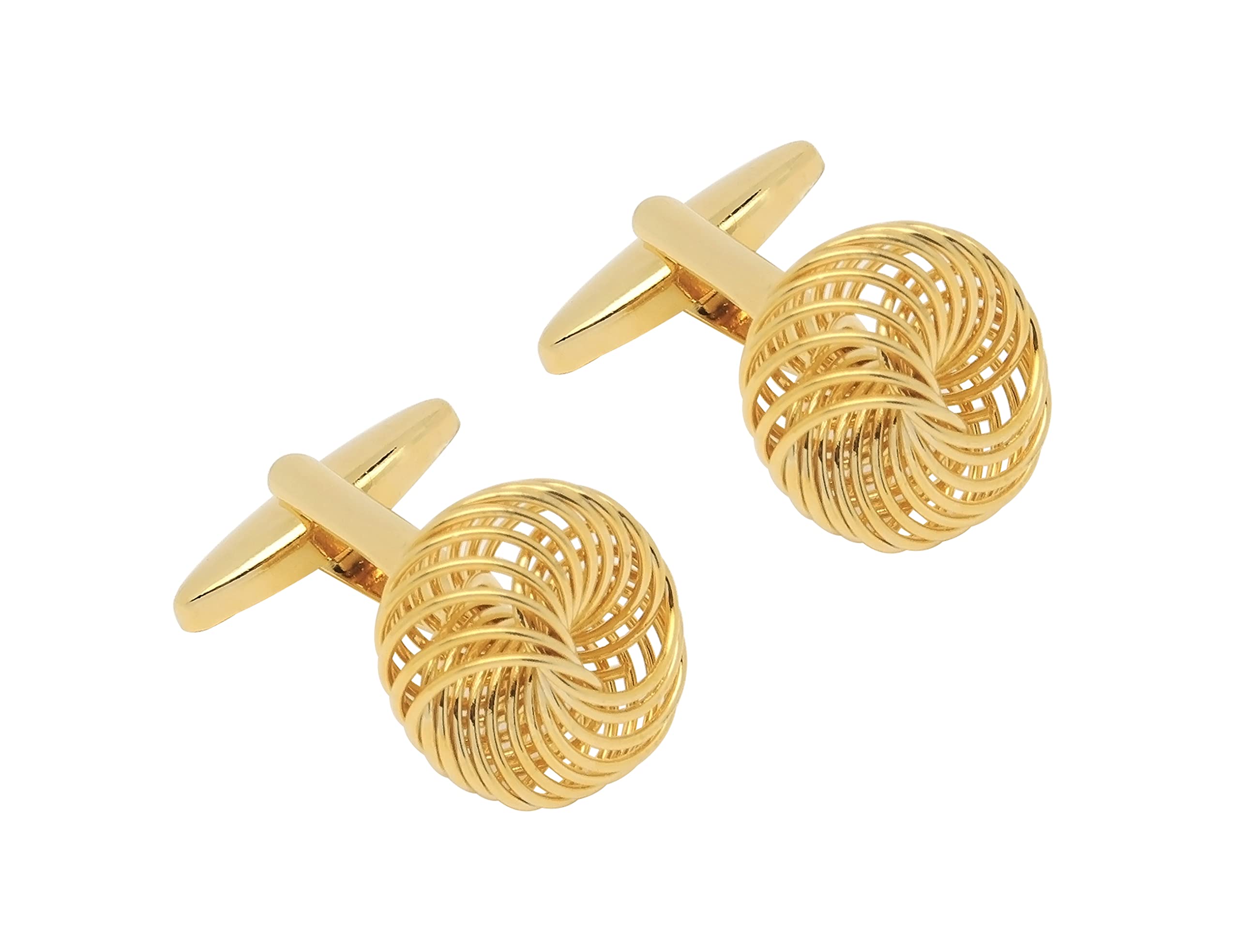 Jonwo Hollow Twist Knot Men Cufflinks in Gift Case Unisex Cufflinks for Men's Wedding Cuff Shirt Dance Party Holiday Anniversary Present (14K Gold Plated Knot Cufflinks)