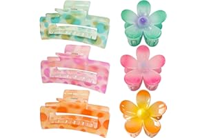 GQLV Hair Accessories Gift Set: Nonslip Big Cute Hair Claws, Medium Flower Hair Clips for Thick/Thin Hair, Hair Styling Accessories for Women/Girls