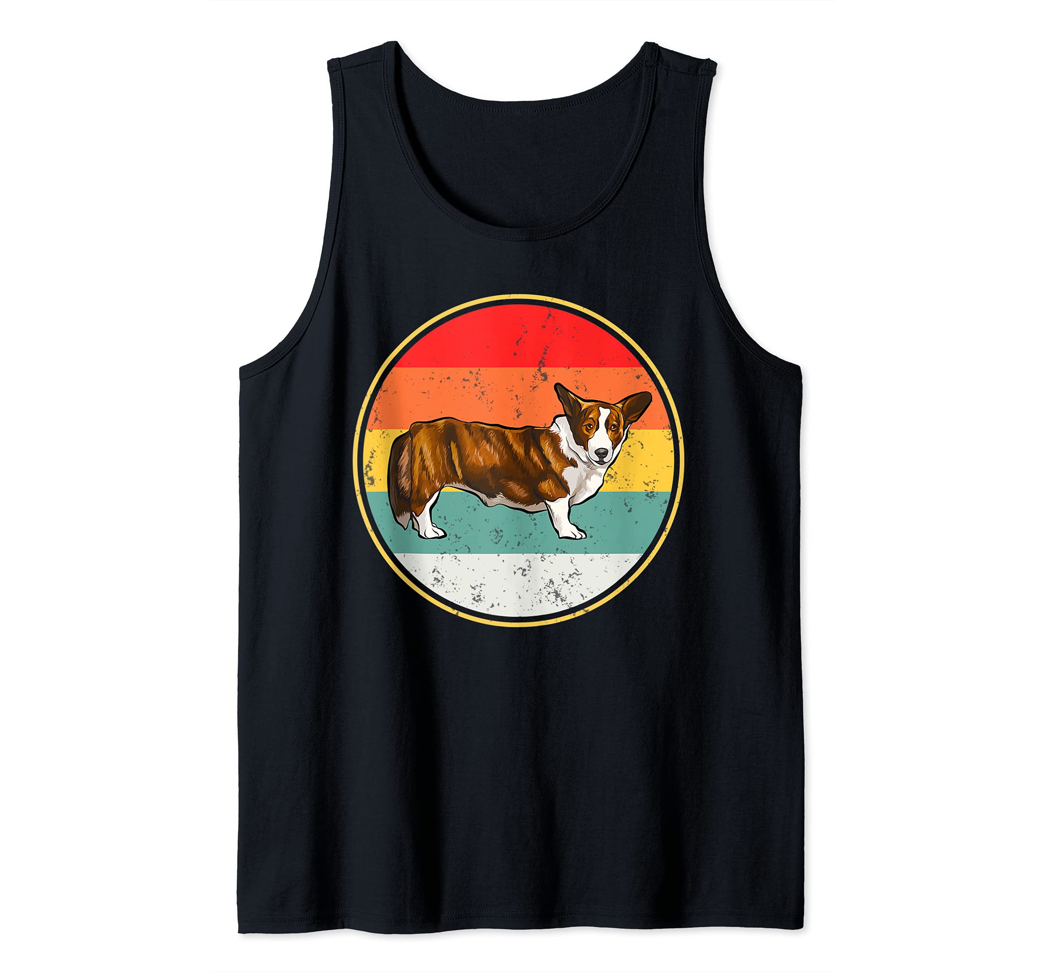 Vintage Retro Sunset Cardigan Welsh Corgi Dog Tank Top
