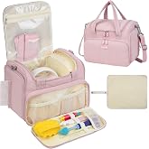 Breast Pump Bag Fit for Spectra S1/S2/Dual S with Insulated Cooler, Pink | Quilted Pumping Bag with Waterproof Mat for Breast Accessories, Portable Pump Carrying Case for Working Mom, Travel &amp; Family