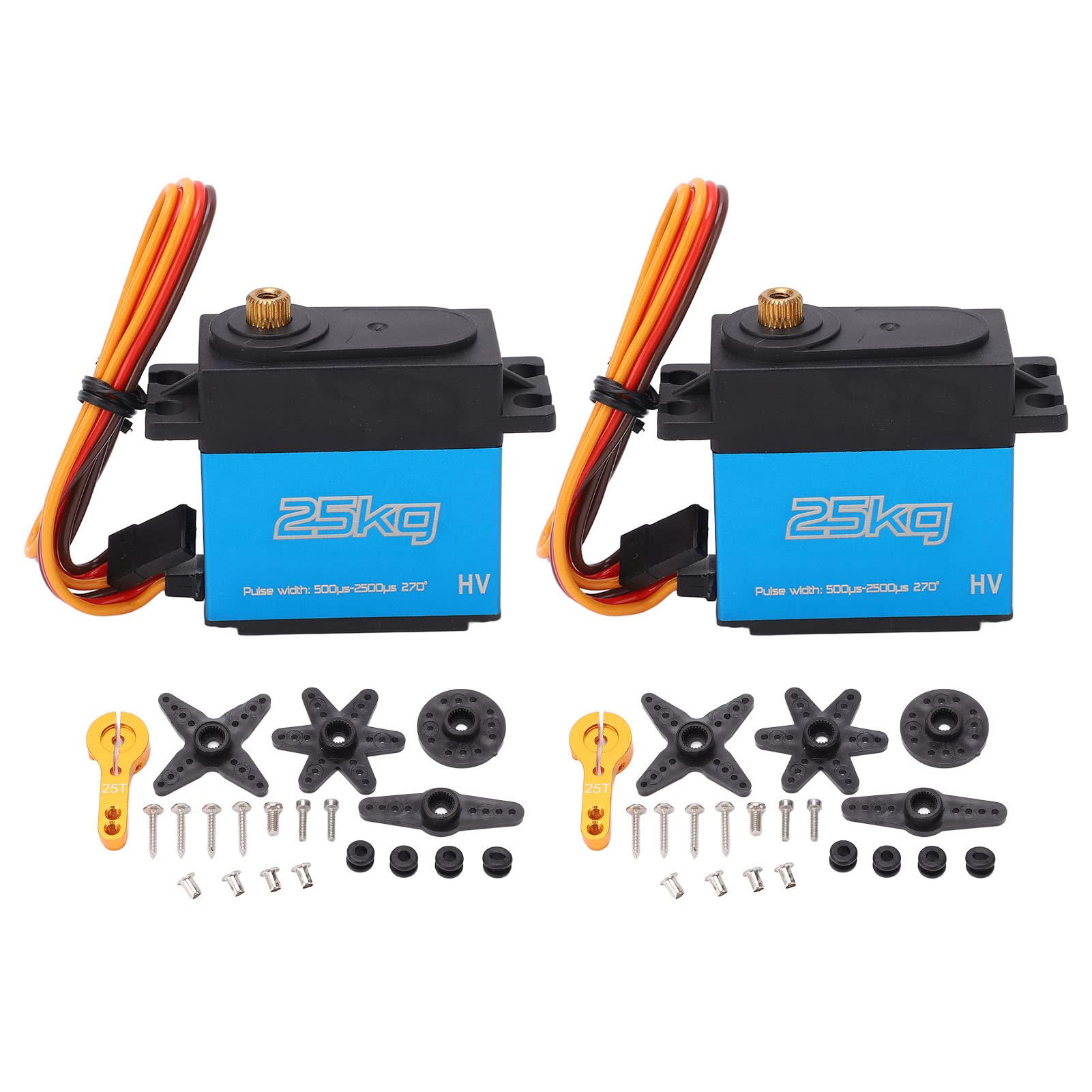 SUNGOOYUE 25KG Digital Servo, 2Pcs 270 Degree High Torsion Waterproof Full Metal Gear RC Digital Servo with 25T Metal Servo Arm for RC Car