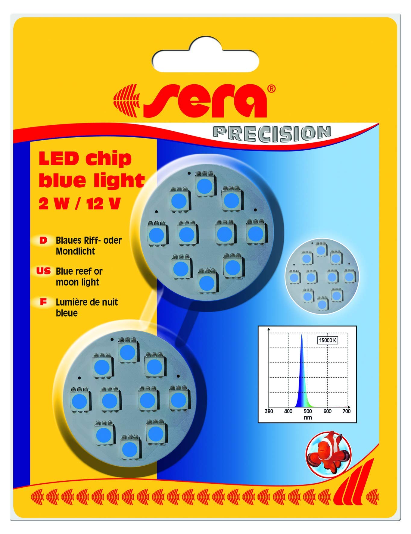 sera LED Chip Blue Light 2 W / 12 V Pack of 2 Silver