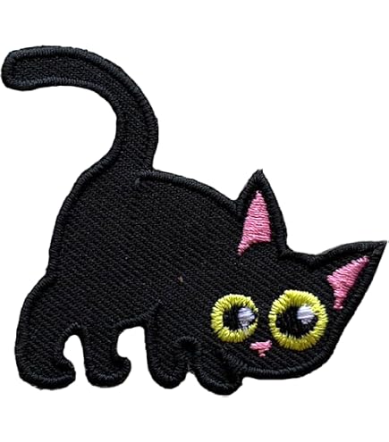 3'' Black Cat Paws Embroidered Iron On Patches 2 Pieces Pack