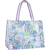 Lilly Pulitzer XL Market Shopper Bag, Oversize Reusable Grocery Tote with Comfortable Shoulder Straps