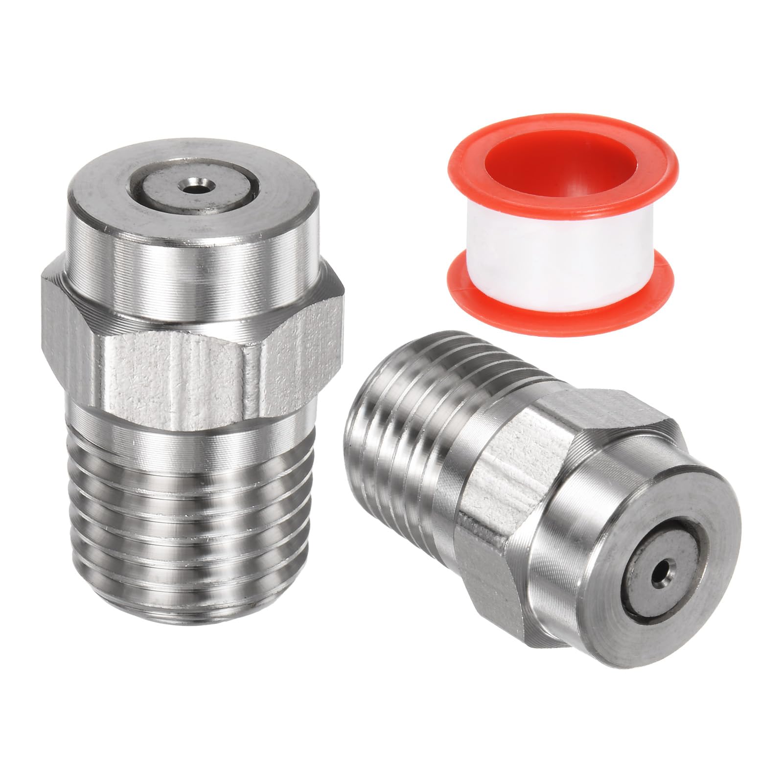 M METERXITY 2 Pack Surface Clean Tips - 0 Degree 1/4" NPT Male #00055 Pressure Washer Nozzles Cleaner Nozzle Replacement, Stainless Steel with Sealing Tape for Water Guns (1.449mm Orifice)