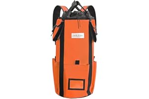 AOLEBA Arborist Rope Storage Bag Tree Climbing Rock Rope Bucket Backpack Rope Arborist Bag 200' Large Capacity 1680D Thicken Nylon Material with Hand Straps, Side Pockets - Orange