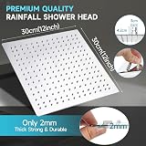 HAUSPROFI 12 Inch Rain Shower Head 304 Stainless Steel Ultra Slim Square view 2