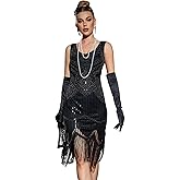 Plus Size 1920s Vintage Fringed Gatsby Sequin Beaded Tassels Hem Flapper Dress for Women