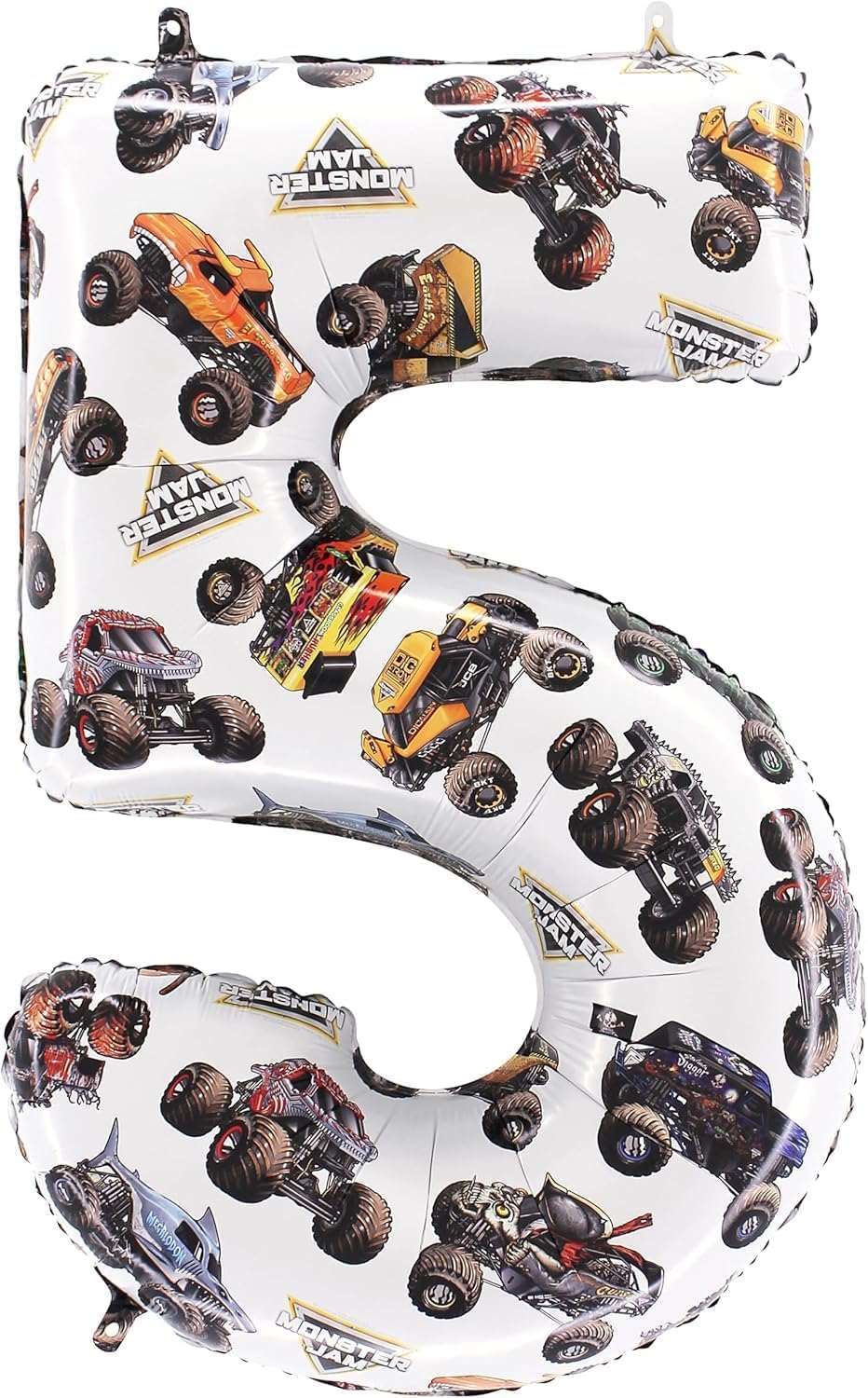 Toyland® 66cm (26”) Monster Jam™ Number 5 Foil Balloon - Large Monster Truck Birthday Balloon - Party Decoration, Air or Helium, Self Sealing
