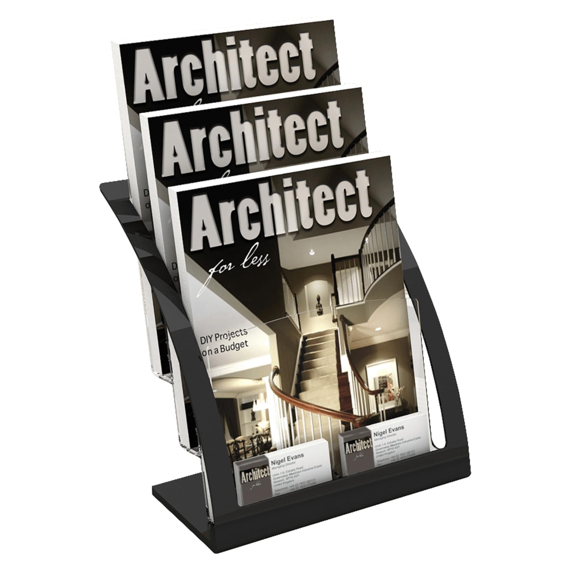 Deflecto Magazine Size Contemporary Literature Holder - Black