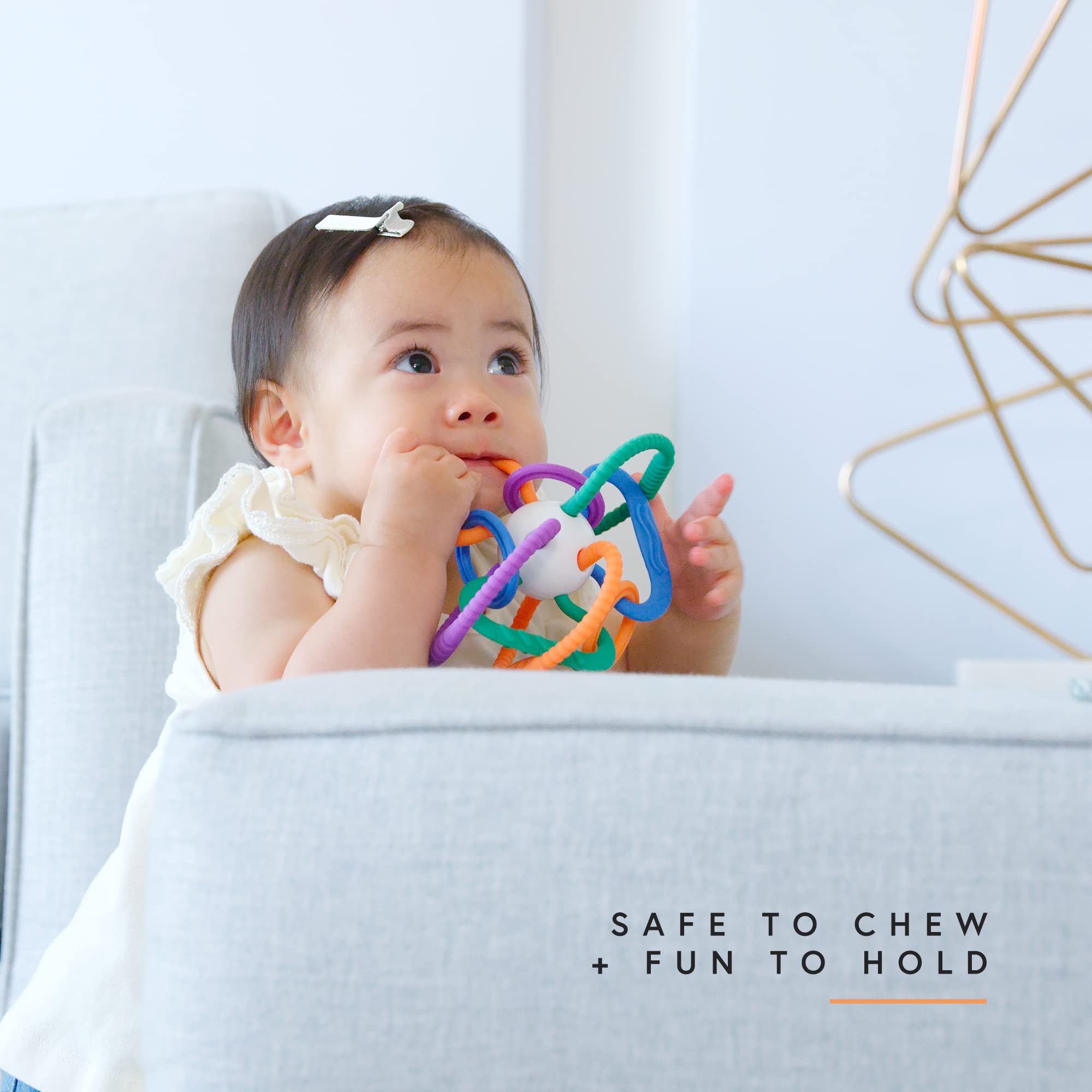 Quark Thiingy Baby Teething Toy - Sensory Toy with BPA-Free Silicone Rings & Baby Rattle - High Temperature Sterilization & Dishwasher Safe - for Newborns, 0-12 Months - Baby Teething Relief Chew Toy