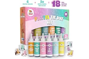 DOODLE HOG Pastel Tie Dye Kit for Large Groups, DIY Tie Dye Kit for Kids, Clothing Dye Supplies, Tie Dye Kits for Adults, 6 Full Bottles, 12 Refills Packets