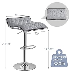 VECELO Adjustable Bar Stools Set of 2, Bar Height