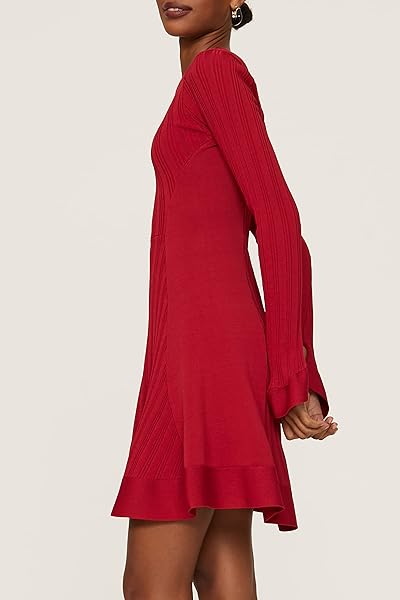 ESTEBAN CORTAZAR COLLECTIVE RTR DESIGN COLLECTIVE RED BELL SLEEVE DRESS, RED, X-SMALL