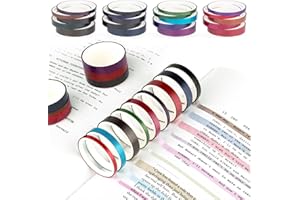 Dizdkizd 20 Rolls Morandi Highlighter Tape, 0.12''/ 0.2''/ 0.27'' Slim Colorful Transparent Tape Strips for Marking, Book Annotating, Code Coloring, Planner, Page Tab