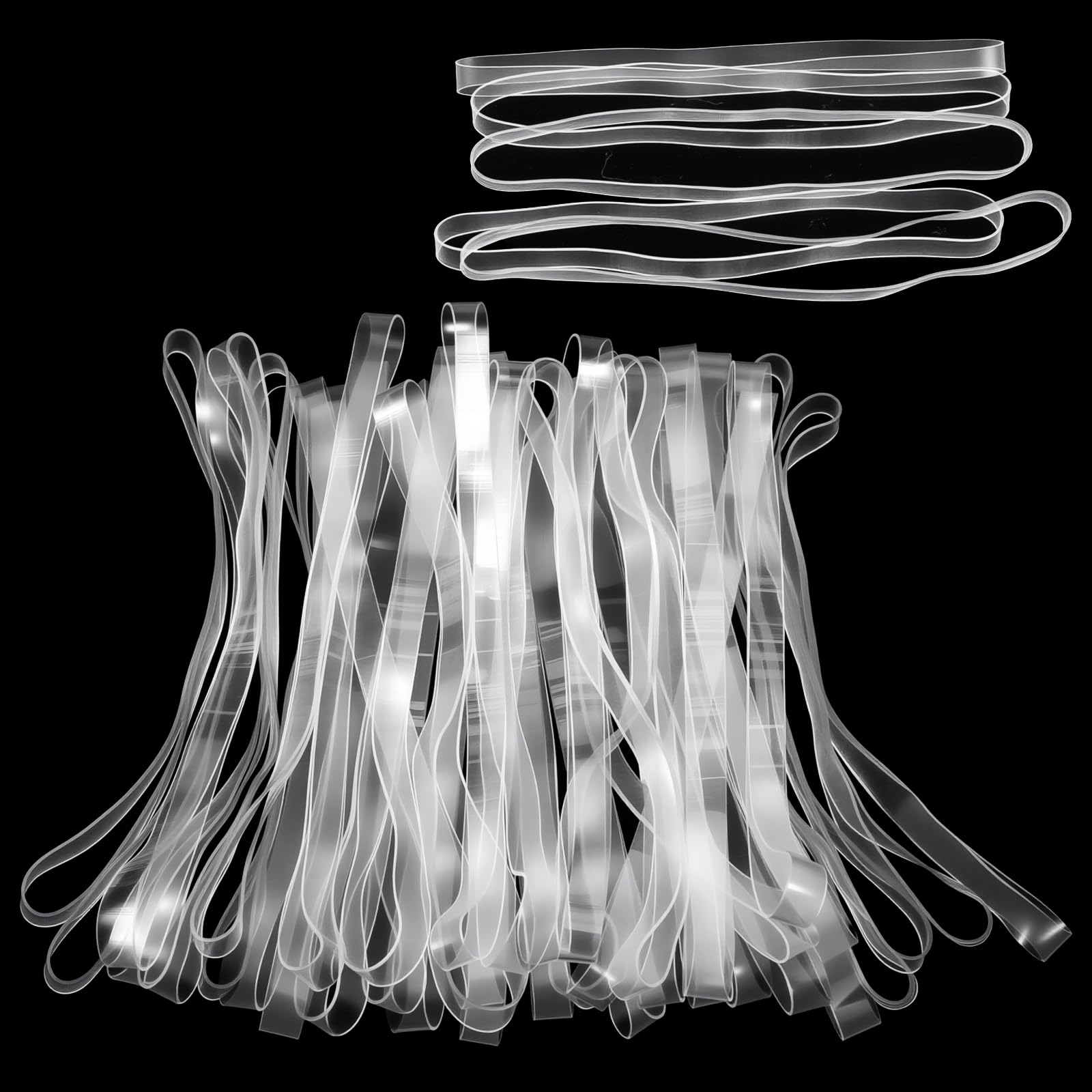 Photo 1 of 100 PCS Clear Rubber Bands for Crafts, 200x5mm (Perimeter X Width) Large Rubber Bands for Balloon Arch, TPU Heavy Duty Elastics for Home Office Crafts Wrapping and Fixing