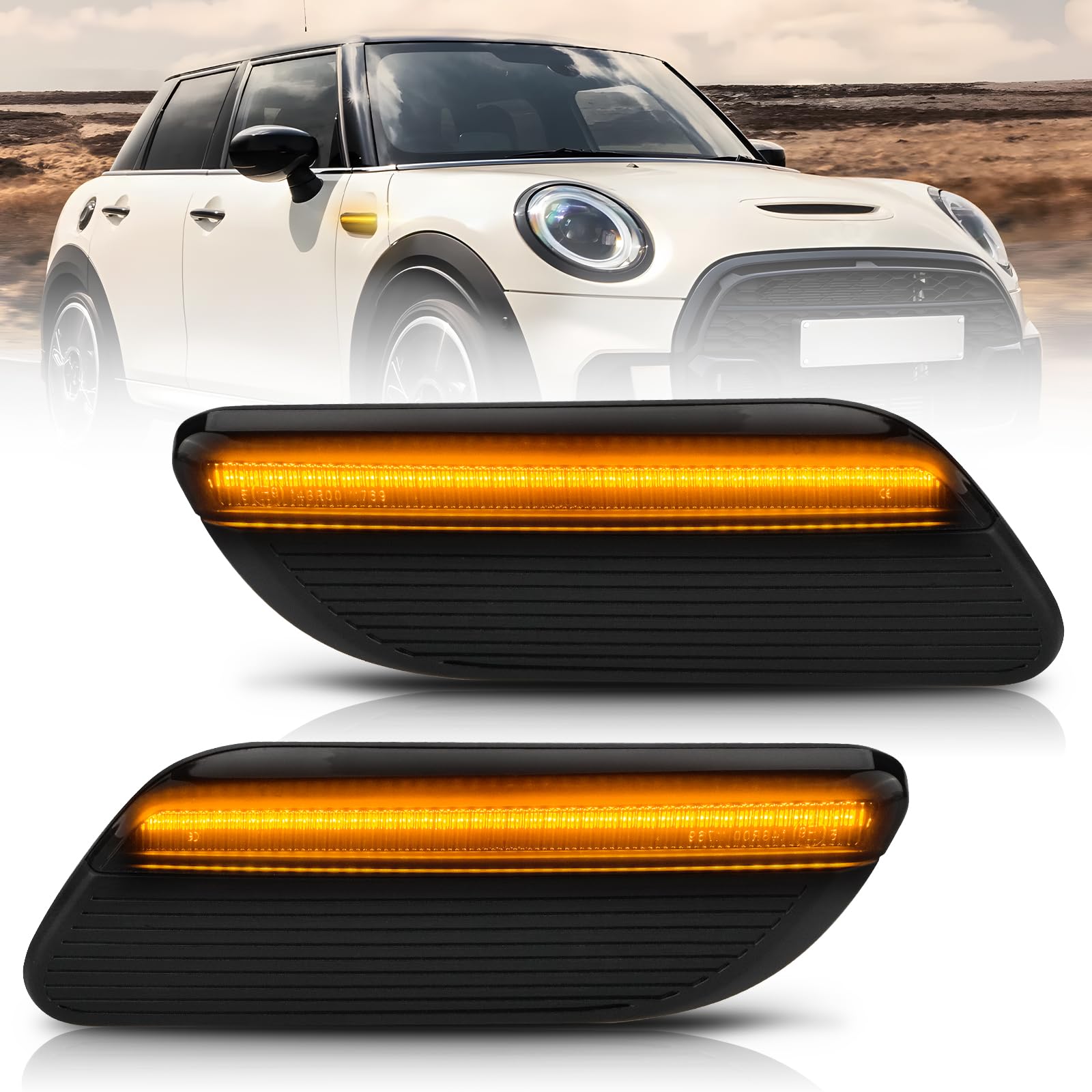 Photo 1 of Bestview LED Side Marker Lights Assembly Compatible with Mini Cooper F55 F56 F57 LCI2 2022 - Up, Amber Light Smoked Lens 2PCS