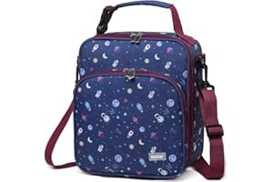 VASCHY Lunch Boxes Bag for Boys, Reusable Lunch Box Containers for Boys and Girls with Detachable Shoulder Strap, Insulated Lunch Coolers for School Cute Astronaut
