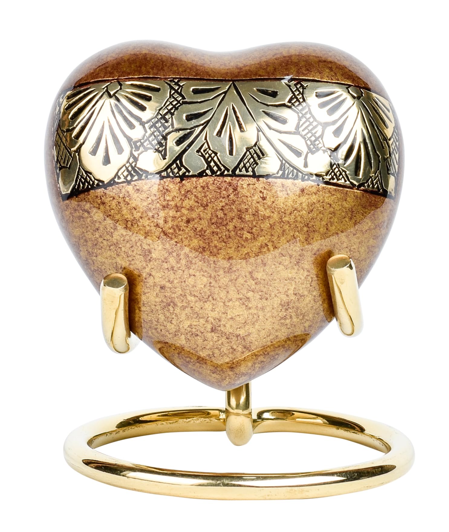 Royal Rapture Urn for Ashes Funeral Memorial Cremation Keepsake Love Urns Decorative Brass Heart with Stand (Brown Gold, 3") RHM03-11 โ image 1