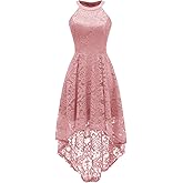 Dressystar Women Halter Lace Wedding Guest Dress Hi-Lo Cocktail Party Bridesmaid Formal Dresses