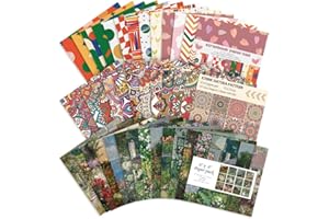 72 Sheets Scrapbooking Paper Pad 160GSM 15x15cm Decorative Scrapbook Paper Pack Journaling Paper Supplies Patterned Cardstock