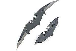 KII Dark Twin Blade Knife - Double Edge Folding Pocket with clip, 11" Stainless Steel Two Sharp Cut (Black)