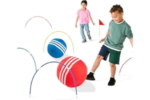HearthSong Oversized Kick Croquet Outdoor Game fro 4+ years With Two 14" Cloth-Covered Balls, Seven Wickets, and Two Finish Flags