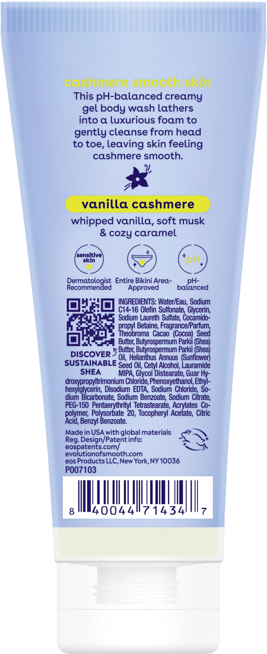 eos Travel Vanilla Cashmere Body Wash- Travel Size Essential, Toiletries, Mini Body Wash, 2.5 fl oz