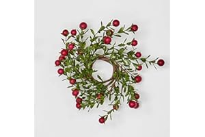 Worth Imports Boxwood and Berry 1.25" Inner Diameter, Set of 4 Candle Ring, Multicolor, 4 Count