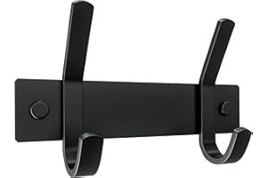SAYONEYES Matte Black Coat Rack Wall Mount with 2 Double Hooks for Hanging – 6 Inch Heavy Duty SUS304 Stainless Steel Rustic Coat Hooks – Hat, Clothes, Purse, Towel Wall Hooks – 1 Pack
