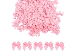 250pcs Mini Small Little Pink Bows, 2.5cm/1 Inch Miniature Satin Ribbon Bow Tiny Coquette Fabric Bow for Crafts DIY Gift Box 