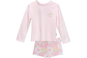 Gerber Girls' Baby Toddler Long Sleeved Rashguard Swim Bathing Suit Set