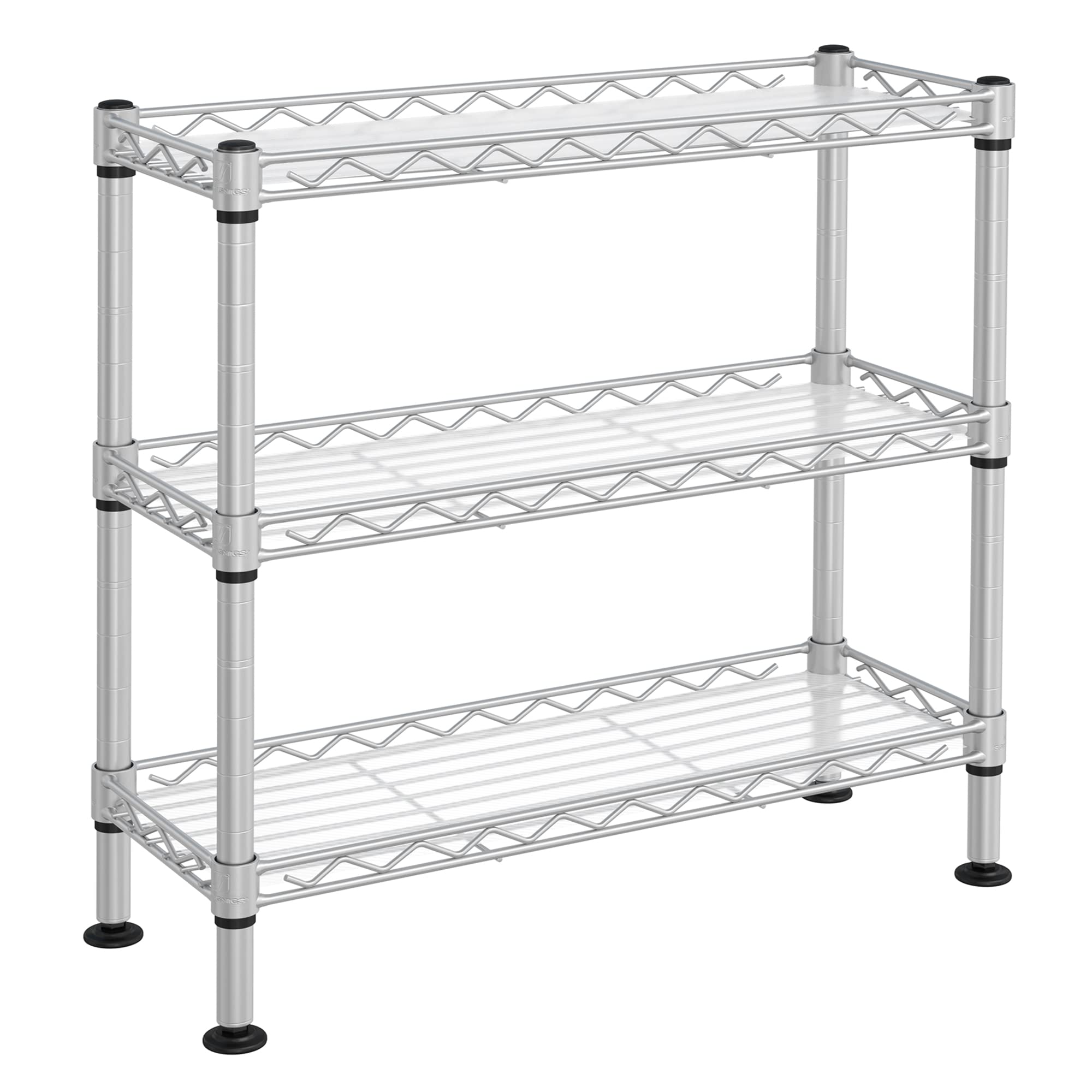 SONGMICS 3-Tier Spice Rack, Metal Kitchen Counter Shelf with PP Sheets, Adjustable Shelves, Jar Rack, 15 x 40 x 39.5 cm, Matte Silver LGR025E01