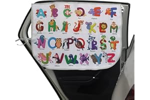 LoyaGour Car Window Shades for Side Windows Baby and Kids,Car Back Window Sun Shade Covers,Strong Magnetic Sunshades Curtains for Truck,27.5" x 19.5" (Animal Alphabet)