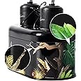 REPTI ZOO Nano Combo Print Tropical Desert Reptile Dual Deep Dome Lamp Fixture for Reptile Max 40 Watts Max Bulb Height 4 in Per Socket UVB Light Fixture Dual Lamp Cap Combo Integration Design