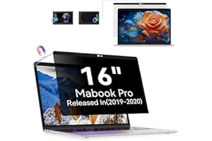 Protescreen Privacy Screen MacBook Pro 16 Inch 2019, Magnetic Removable Anti Glare Blue Light Privacy Filter with Camera Cover, Anti Spy Black out Laptop Screen Protector for Mac 16In (A2141)