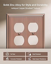 TREEWELL 2-Pack Double Duplex Outlet Cover, Antique