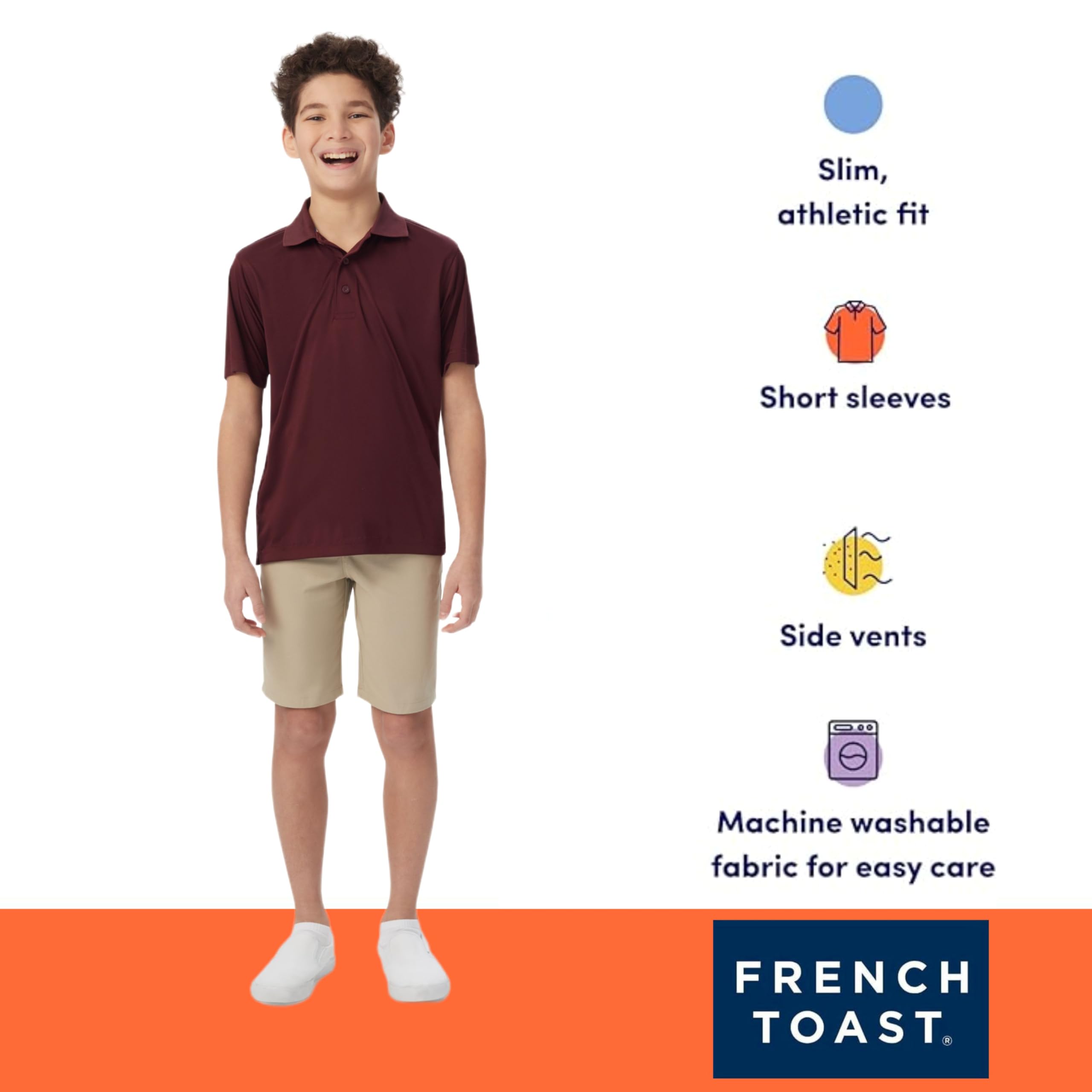 French Toast Boys' Moisture Wicking Performance Sport Polo Short Sleeve Shirt