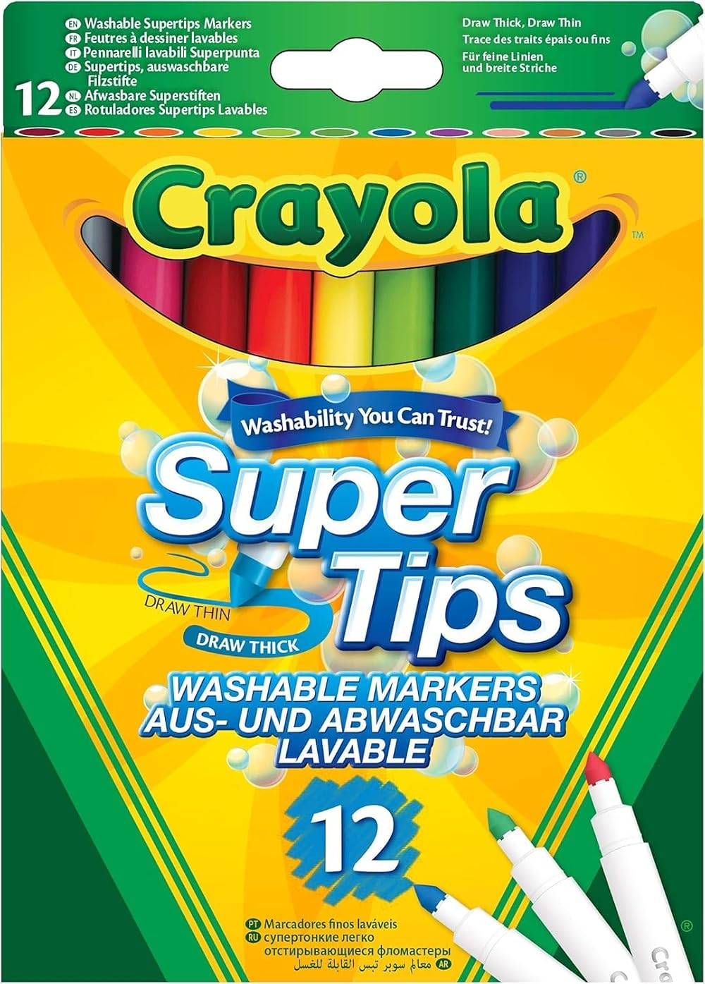 Crayola SuperTips Washable Markers Assorted Colours Pack of 12