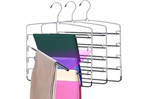 3 Pack Pants Hangers Space Saving Non Slip Multiple Pants Hanger for Women with Swing Arm Closet Storage Organizer for Pants 