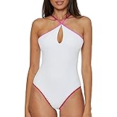 Trina Turk Womens Maori High Neck One Piece Swimsuit, Adjustable, Bathing Suits for Women